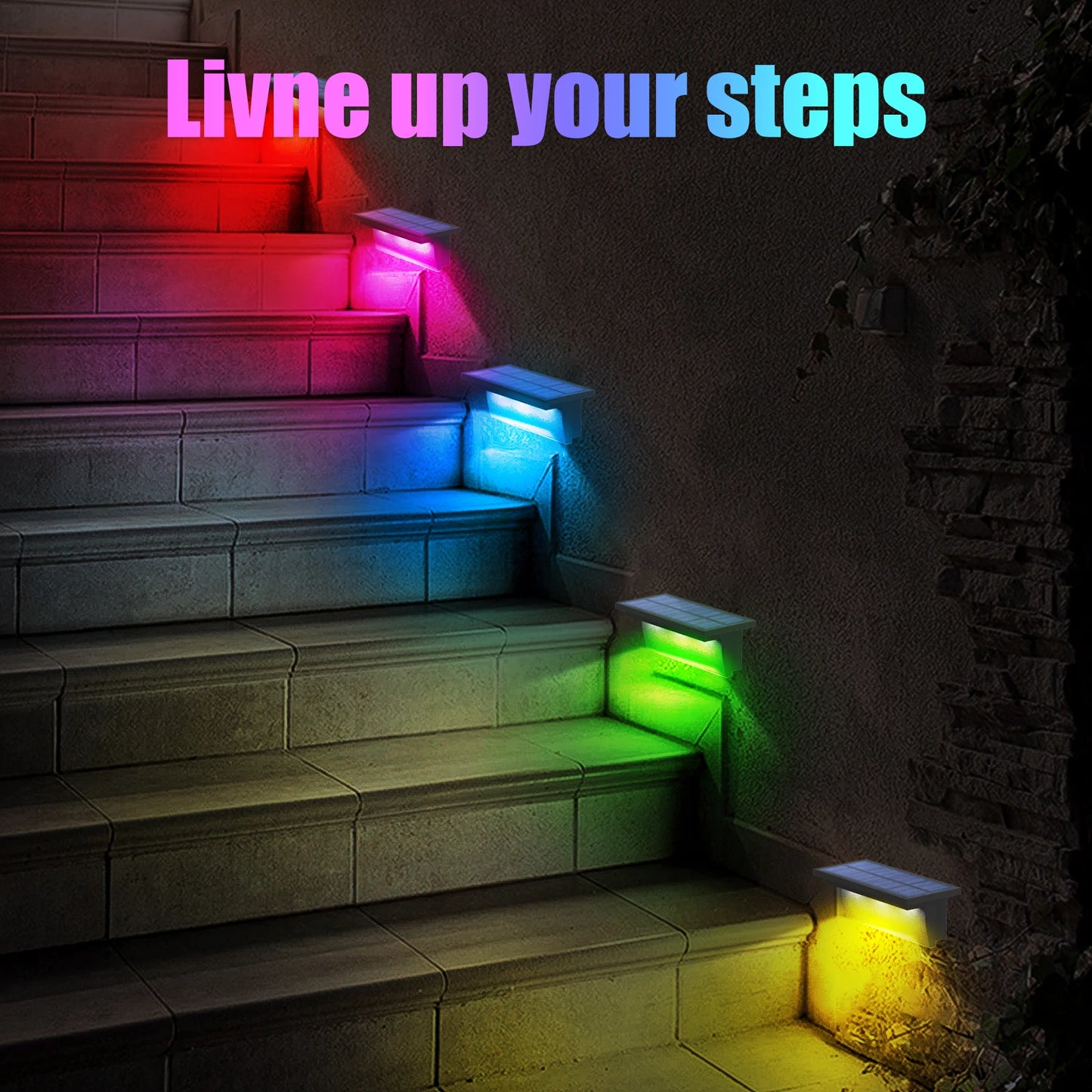 RGB Solar LED Step Lights Outdoor
