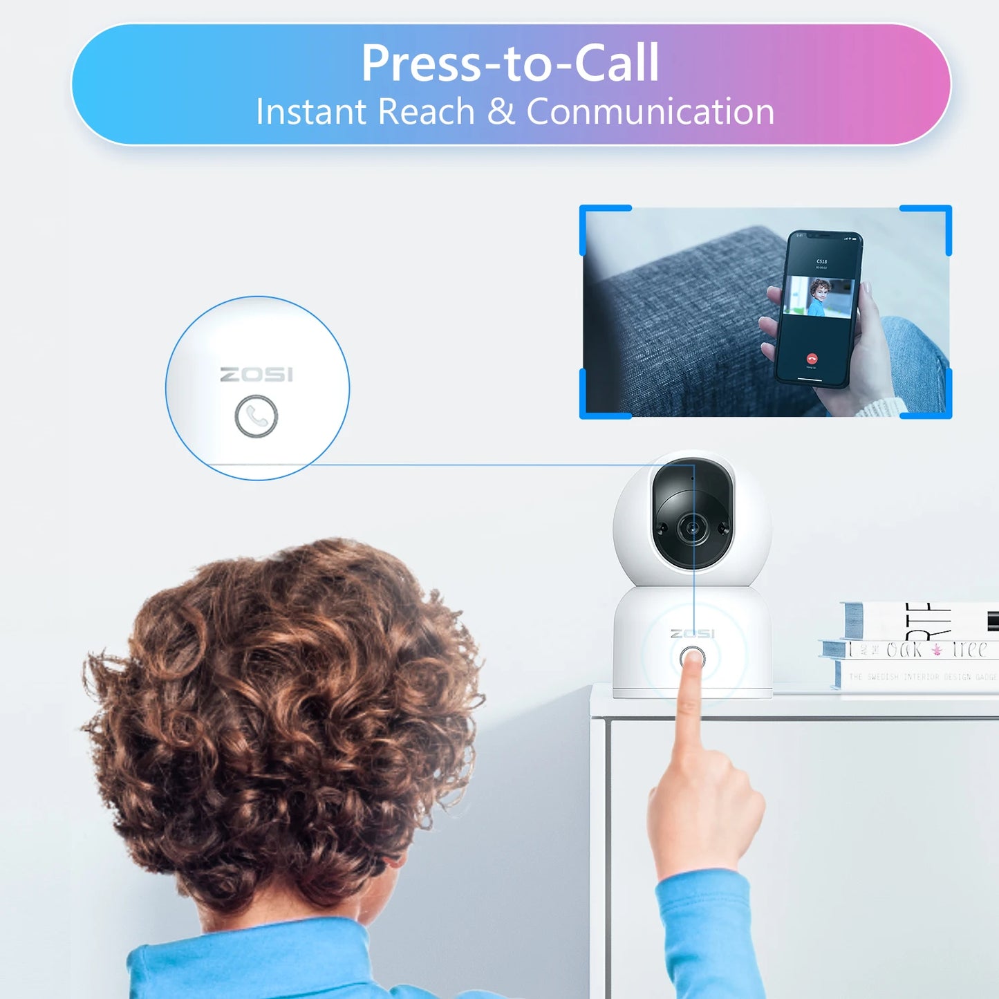 ZOSI 2K Pan/Tilt Indoor Smart Camera