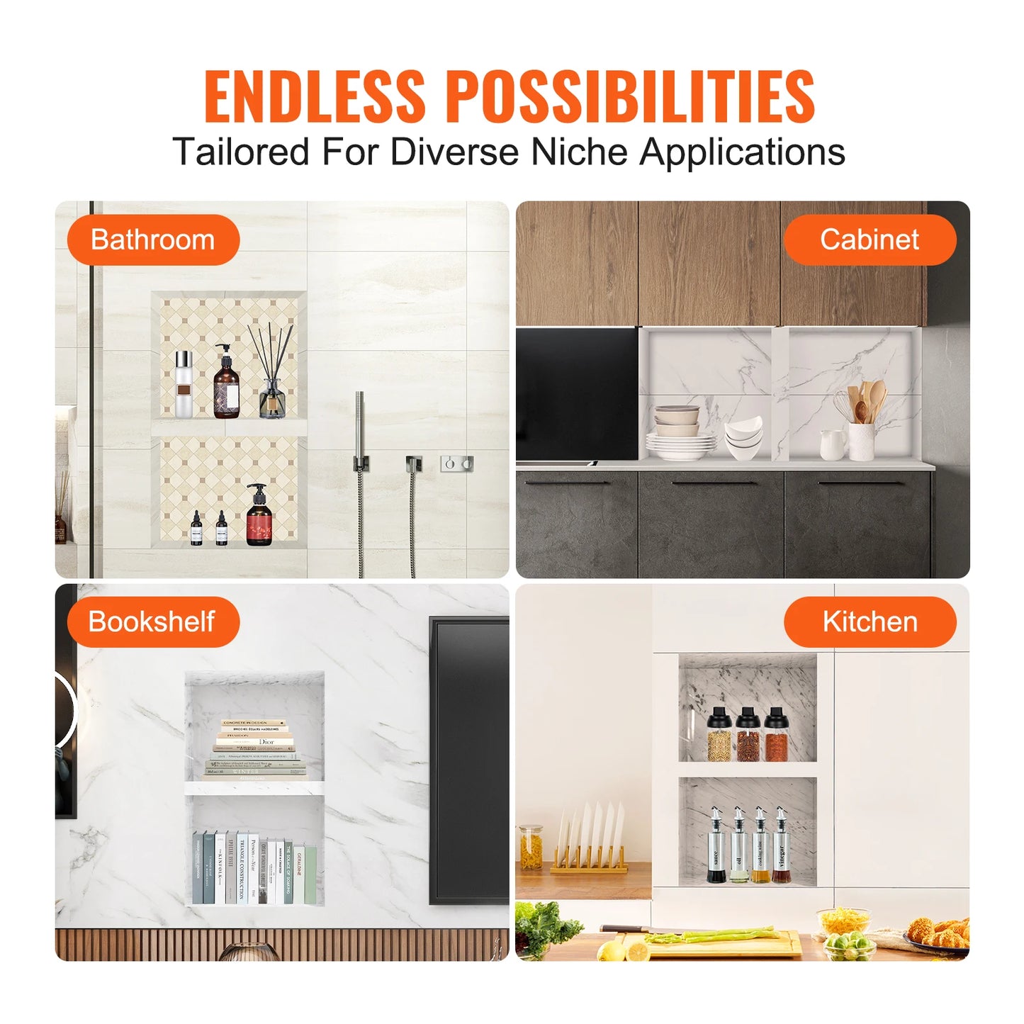 Shower Niche Organizer Ready for Tile