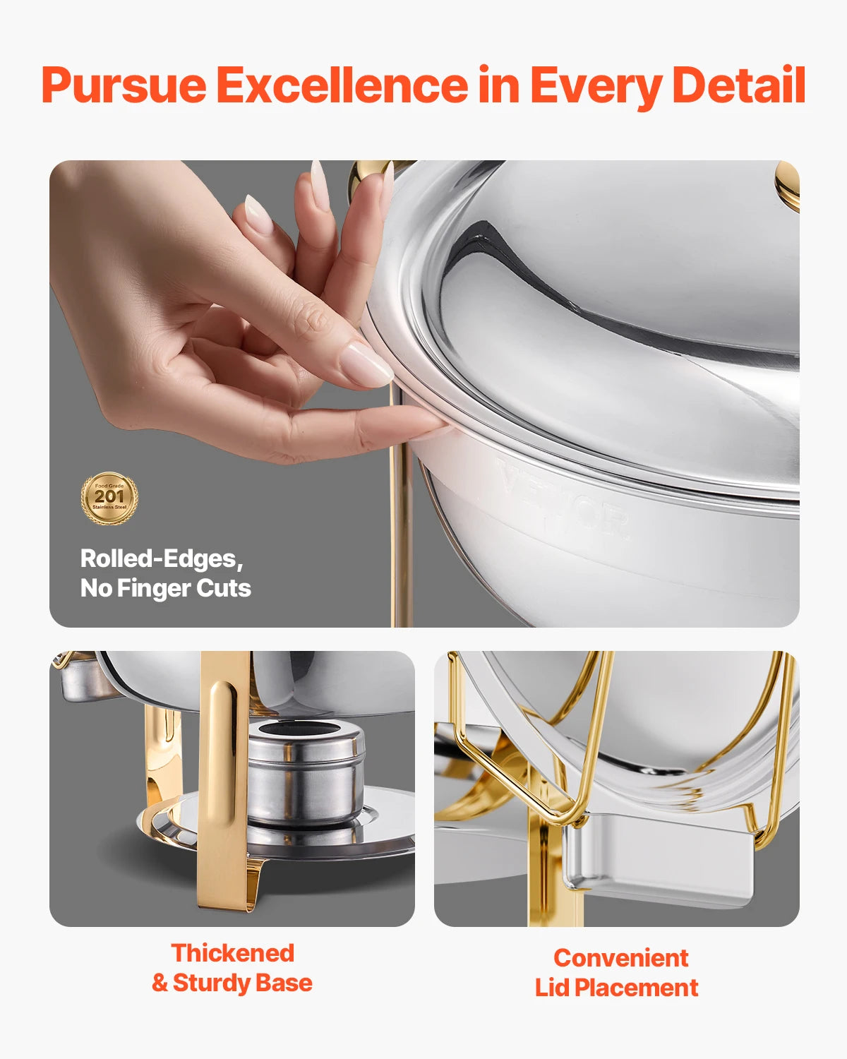 4 Pack Stainless Steel Chafing Dish Buffet Set – Full Size Catering Food Warmers & Servers for Parties, Banquets, Weddings & Events