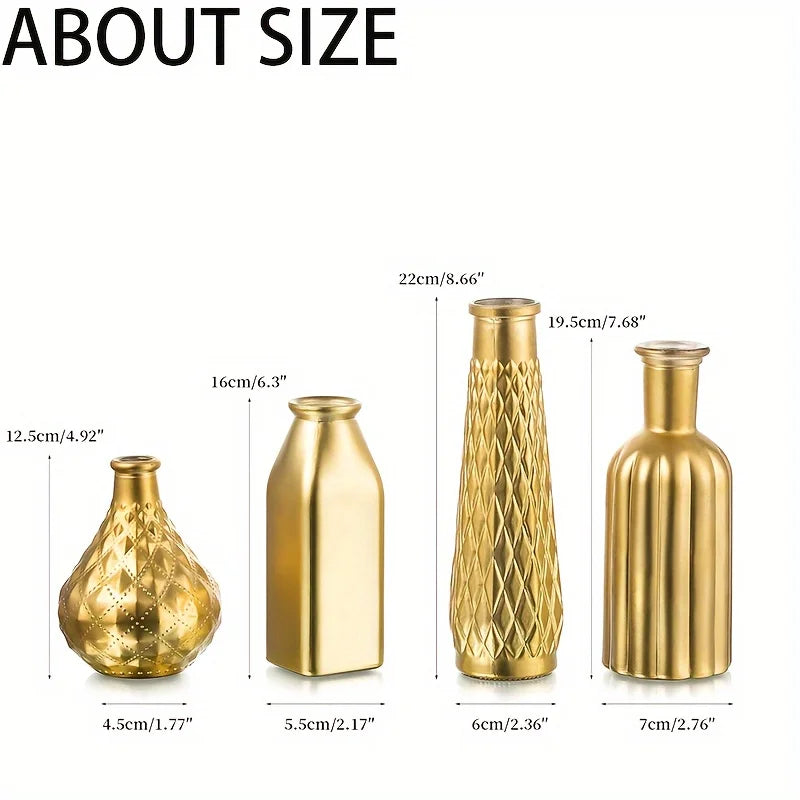 Gold Cylindrical Glass Vase for Table Décor