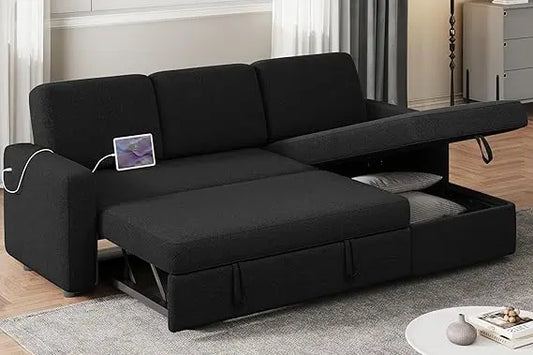 L-Shaped Sectional Sleeper Sofa with Storage