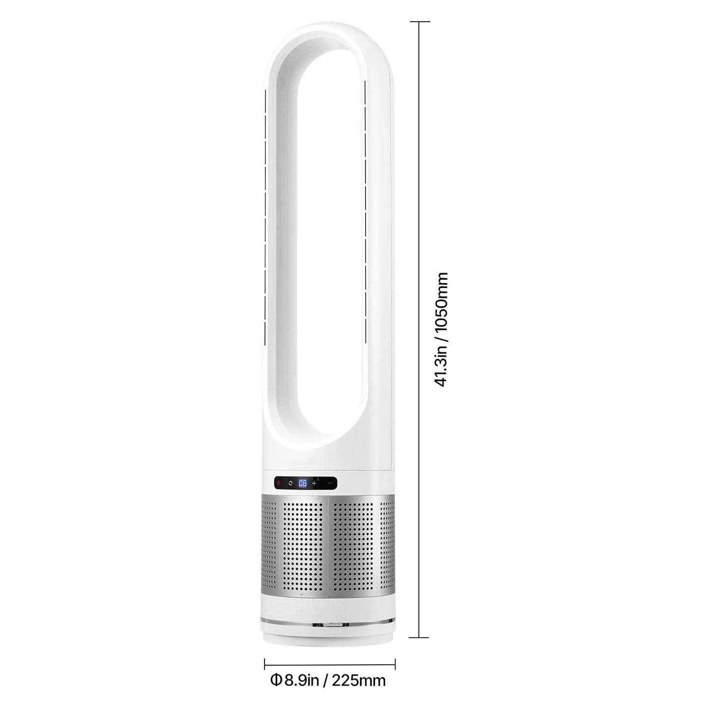 VEVOR Bladeless Tower Fan 8 Speed Oscillating Floor Fan with Remote Air Purification Mode Quiet Cooling Fan for Bedroom Home Office