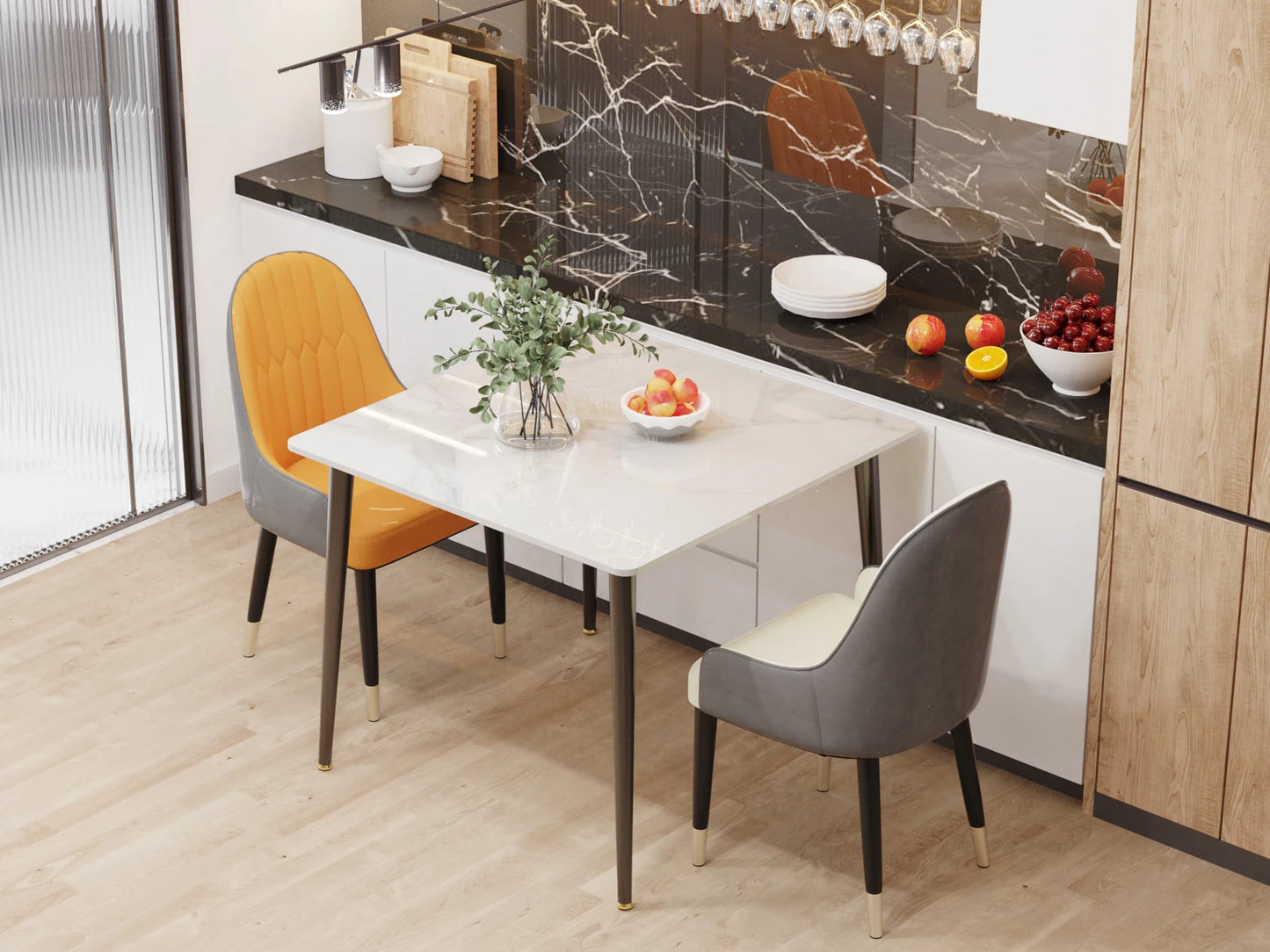 Modern Rectangular Dining Table with Stone Top