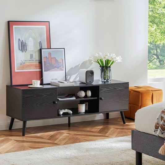 JHK Wooden Fireplace TV Stand Media Console