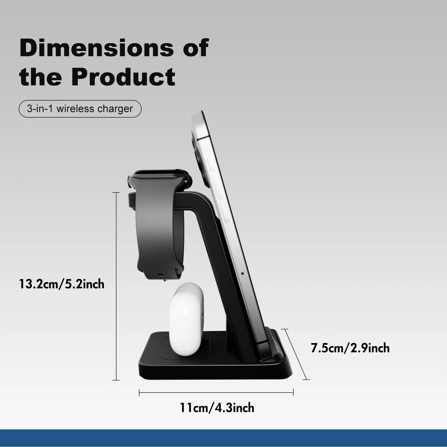 Foldable 3-in-1 Wireless Fast Charging Station