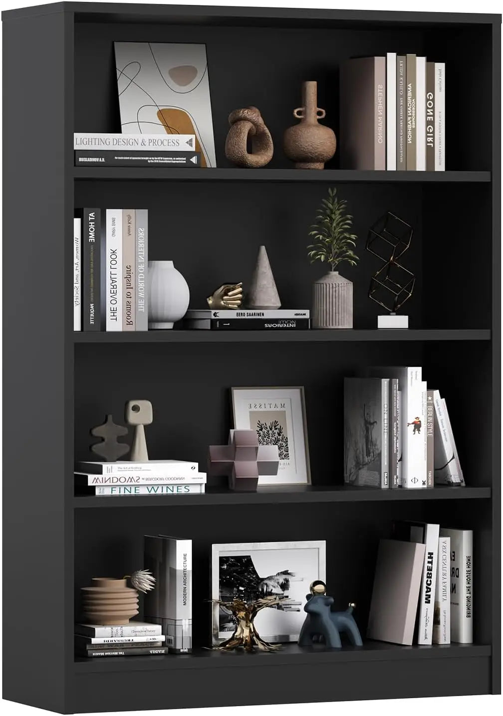 60-Inch 5-Shelf Wood Bookcase Organizer