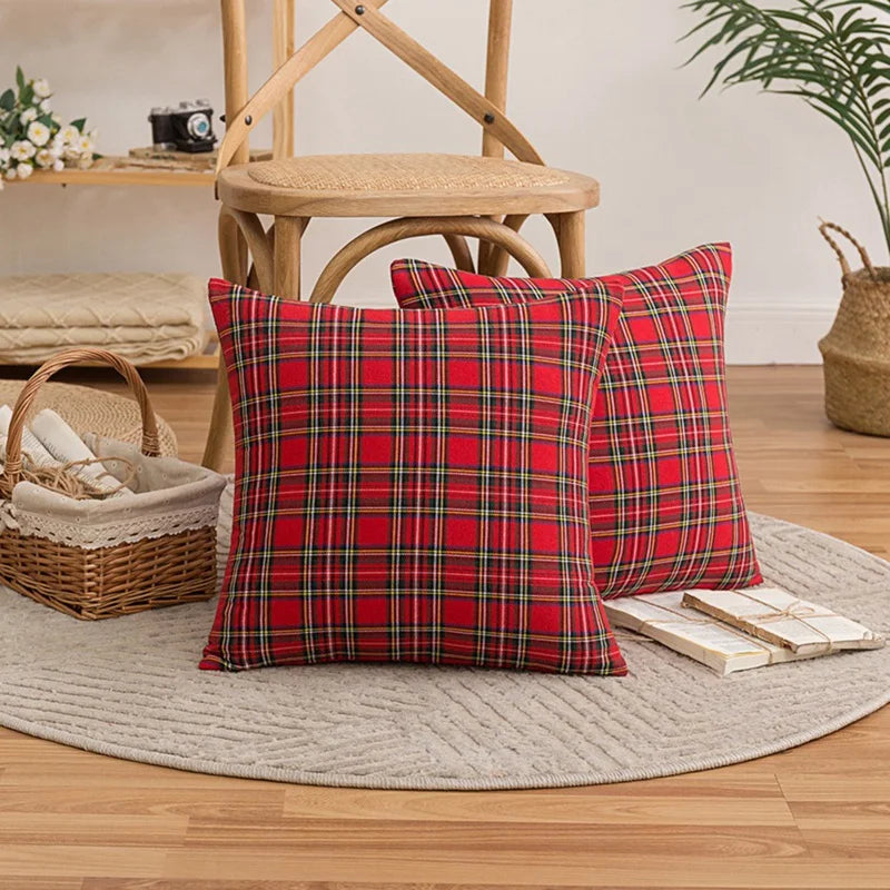 Christmas Tartan Plaid Pillow Cover 45cm