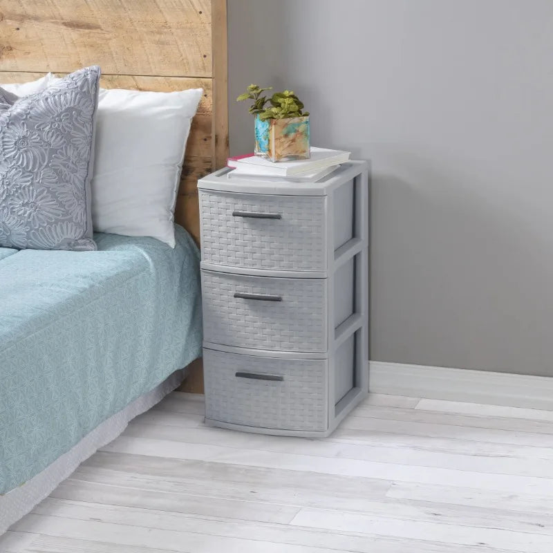 2-Pack Gray 3-Drawer Storage Towers